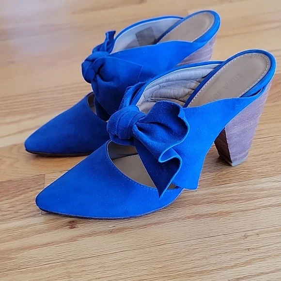 Ulla Johnson Royal Blue Heels with Bow Accent - Picture 11 of 16